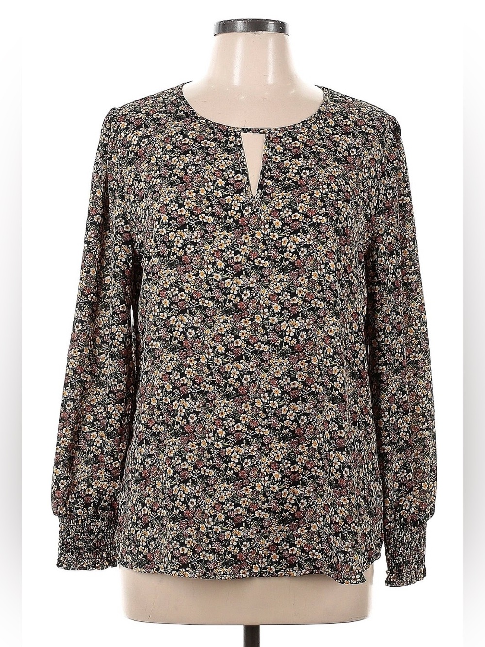 EUC Pleione Blouse in Black with Multicolor Floral Print